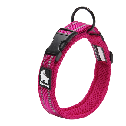 Collier rose en nylon pour chien 
