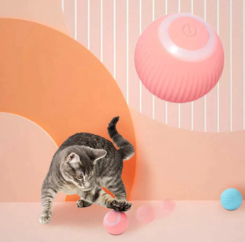 Balle interactive rose pour chat