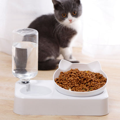 Bol de croquettes pour chat avec distributeur d'eau automatique