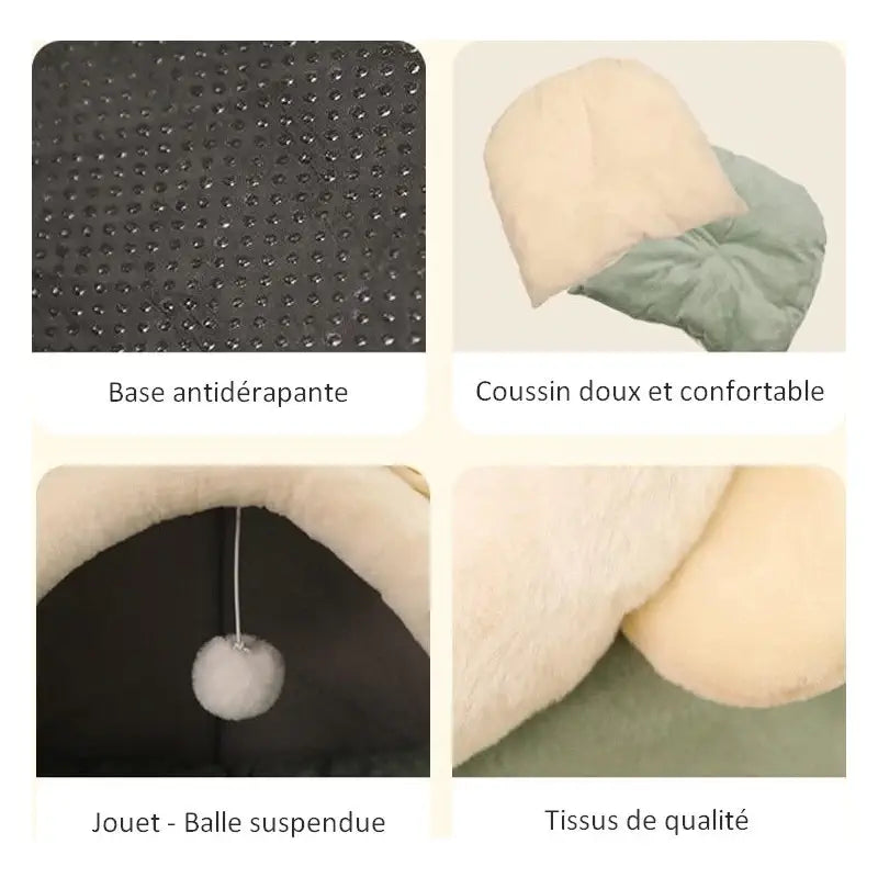 détail du couchage pour chat en forme d'animaux