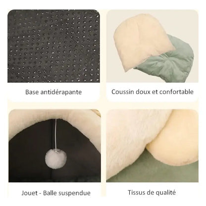 détail du couchage pour chat en forme d'animaux